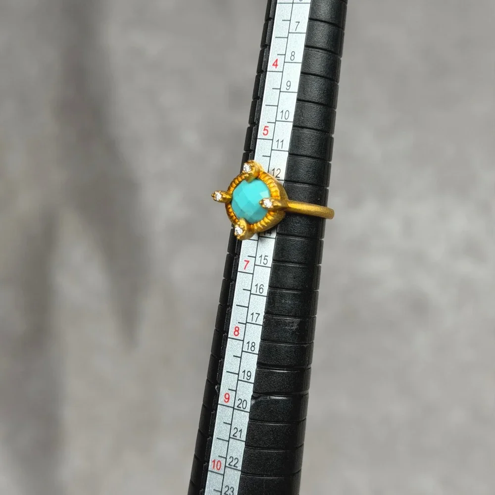 Freida Rothman BOHO Turquoise CZ 14K Gold over Sterling Silver Ring Size 6